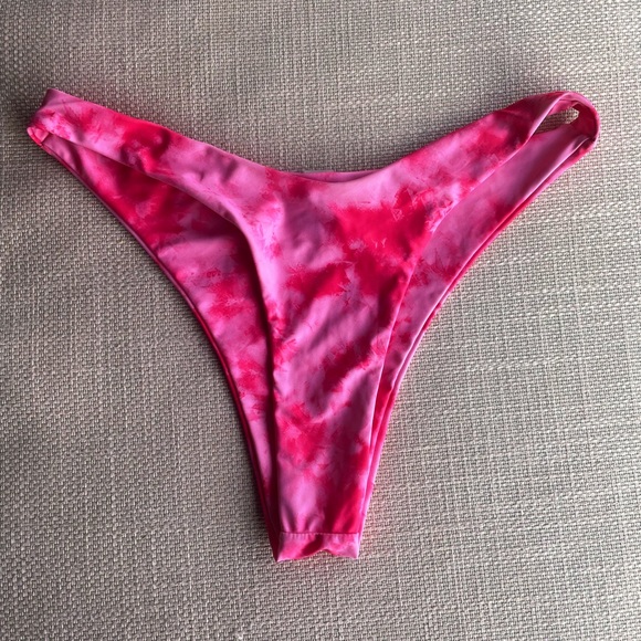 High Waisted Tie Dye Pink Bikini Bottom - Picture 1 of 3